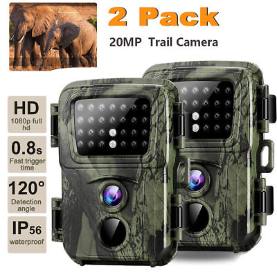 #ad 2 Pack 20MP 1080P Hunting Trail Camera Wildlife Waterproof Game Cam Night Vision $44.79