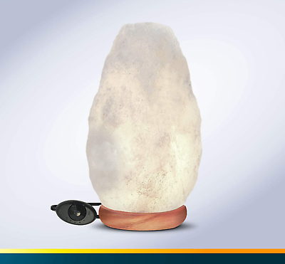 #ad Crystal Salt Lamp Natural White Night Light with Wooden Base Dimmer Switch $43.99