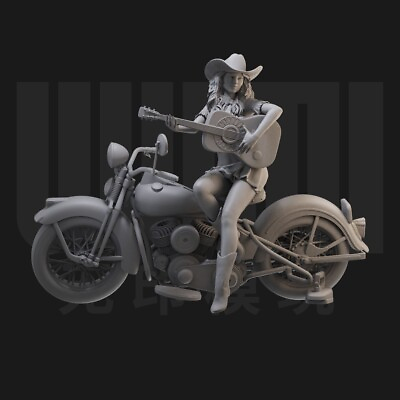 #ad 1 24 Resin Motorcycle rock girl Unassembled Unpainted 989 wy $29.44