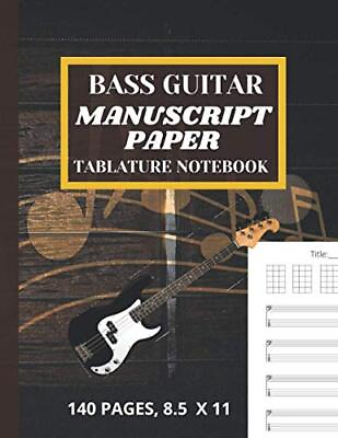 #ad Bass Guitar Manuscript Tab Paper Notebook 4 string blank tabs with notation B... $13.51
