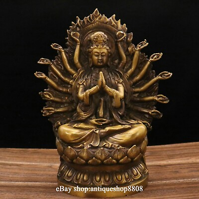 #ad 12quot; Old Tibet Bronze Brass 1000 Arms Avalokiteshvara of Goddess Buddhism Statue $335.73