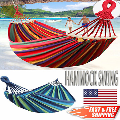 #ad 2 Person Double Camping Hammock Chair Bed Outdoor Hanging Swing Sleeping Gear $19.99