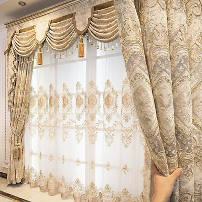 #ad High end European Embroidery Curtains Luxury Blackout Villa Valance Decor Tulle $248.65