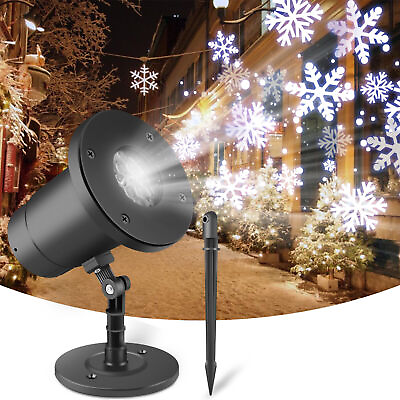 #ad LED Snowflake Christmas Projector Light Laser Landscape Lamp Garden Party Decor $17.99