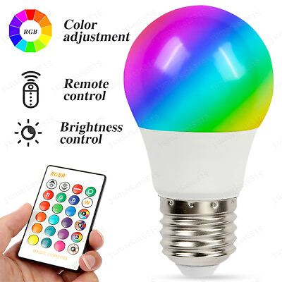 #ad E27 RGB LED Light Bulb 16 Color Changing Magic RGBW Lamp Remote Control Colorful $7.13