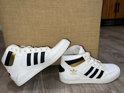 #ad Adidas Sneakers Size 8 Men White Black Golden $40.00