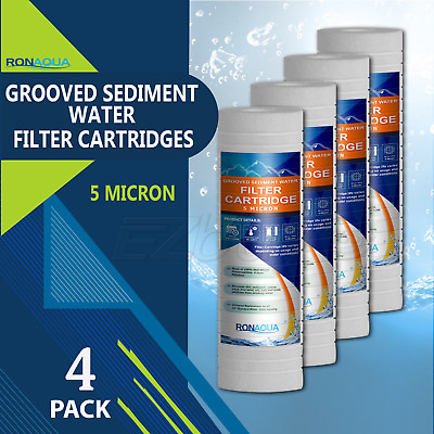#ad 4 Pack Grooved Sediment 5 Micron Water Filters Cartridge 2.5quot; x 10quot; $14.79