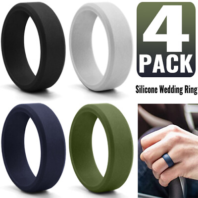 #ad #ad 4 Pack Silicone Wedding Engagement Ring for Men Women Rubber Band Gym Sports US $5.99