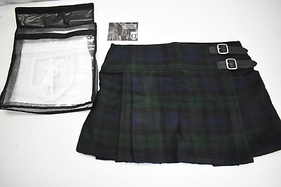 #ad Damn Near Kilt #x27;Em Womens Victoria 16quot; Pleated Skirt Green Black Tartan Large $39.99