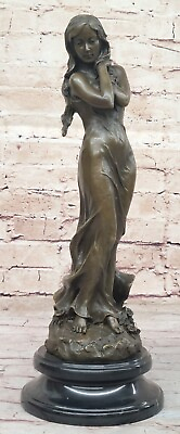 #ad Graceful Woman in Art Deco Bronze Sculpture Handcrafted Figure by Milo $174.50