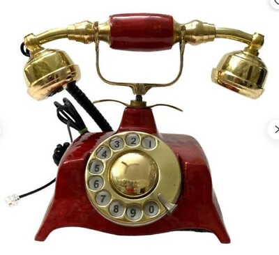 #ad Solid Brass Retro Style Rotary Dial Antique Telephone Vintage Handmade Landline $92.07