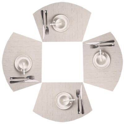 #ad Placemats for Round Table Set of 4 Wedge Shaped Placemats Heat Resistant Wove... $20.77