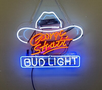 #ad George Strait White Hat Beer Acrylic 17quot;x14quot; Neon Lamp Sign Light Bar Open Party $120.49