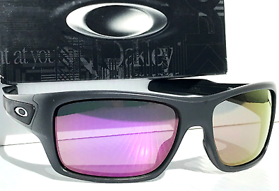 #ad NEW Oakley TURBINE Matte Carbon Grey POLARIZED Galaxy Purple Lens Sunglass 9263 $128.87