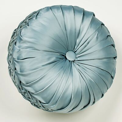 #ad Romantic Regency Reversible Parisian Blue Pleated Round Pillow $36.00