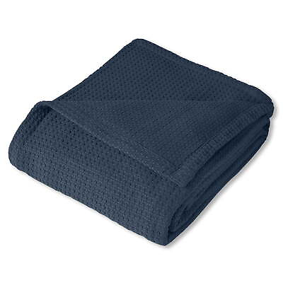 #ad Houndstooth Stitch 100% Cotton Woven Blanket，Full Queen。Blue $20.87