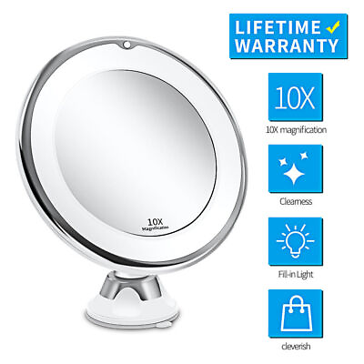 #ad 10X LED Lighted Portable Makeup Mirror Magnifying with Locking Suction Cup USA $14.83
