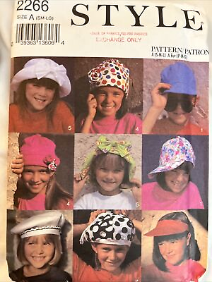 #ad Style Pattern 2266 Children’s Caps Hats Beret Visor 4 12 Years $8.99