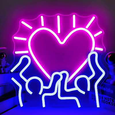 #ad Keith Haring Neon Sign Graffiti Heart LED Wall Dimmable Love Sign Room Wall Art $73.27