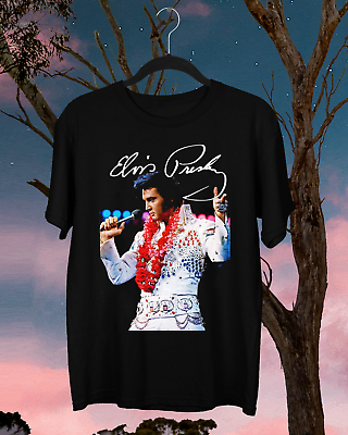 #ad Elvis Presley Signature Short Sleeve Black Unisex All Size S 234XL Shirt $15.99