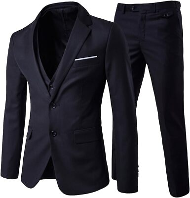 #ad Cloudstyle Men#x27;s 3 Piece 2 Buttons Slim Fit Solid Color Jacket Smart Wedding For $132.22