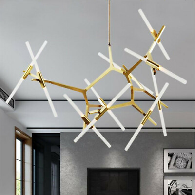 #ad Industrial Modern Metal Acrylic Branch Chandelier Pendant Light Ceiling Fixtures $249.89