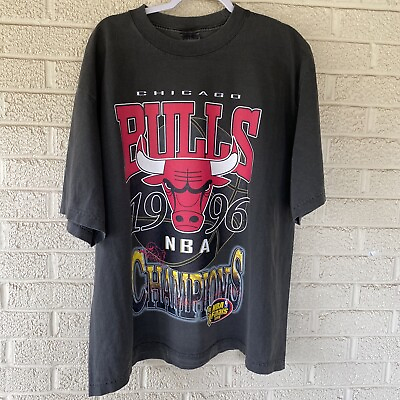 #ad Vintage Chicago Bulls 1996 Champions NWT TNVTEES Shirt Vtg black Sz XL $44.00