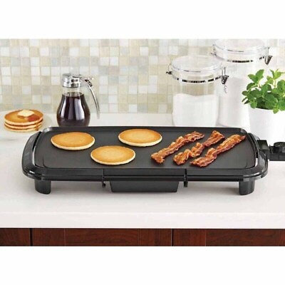 #ad 20quot; Griddle with Adjustable Temperature Control NonstickSmokeless Indoor Grill $18.88
