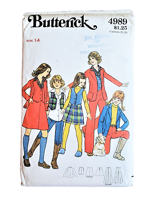 #ad Vintage Sewing Pattern Skirt Pants Jacket Vest Girl#x27;s 14 1970s Butterick 4989 $2.39