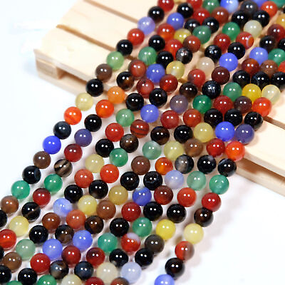 #ad 100Strand 15quot; Wholesale Natural Multicolor Agate Round Spacer Loose Beads 8MM $313.49