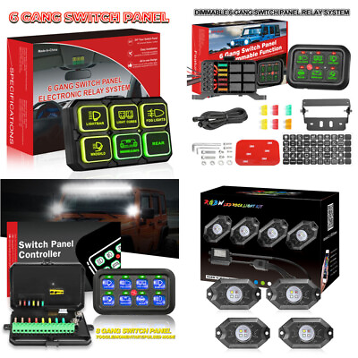 #ad 6 8 RGB Gang Switch Panel Circuit Control System For LED Light Bar Boat Marine $129.99