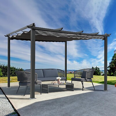 #ad 13#x27;x10#x27; Outdoor Pergola Aluminum Patio Gazebo Shade Shelter Retractable Canopy $499.32