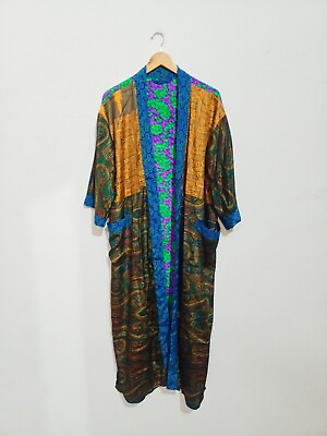 #ad Indian Multi Silk Kimono Bath Robes Silk Long Bath Robes Silk Kimono Robes AU $30.97