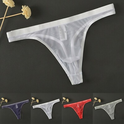 #ad Mens Mesh Sexy Hot Breathable Underwear Thong Briefs Bikini G String Pouch AU $23.98