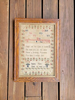 #ad Antique Dated 1847 Needlework Sampler by Isabella Varty VERY NICE $465.00