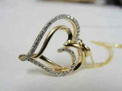 #ad 1.70Ct Round Simulated Diamond 14K Yellow Gold Plated Double Heart Shape Pendant $72.00