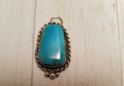#ad South Western Blue Stone Vintage Turquoise Silver Plated Rope Pendant Charm $24.99