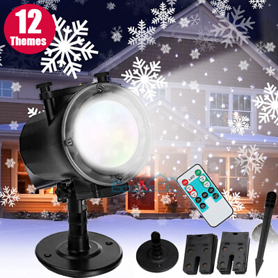 #ad LED Snowflake Christmas Projector Light Laser Moving Landscape Xmas Decor Lamp $43.87