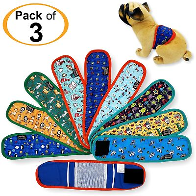 #ad PACK of 3 Male Boy BELLY BAND Dog Diapers Wrap Reusable Washable For SMALL Breed $11.99