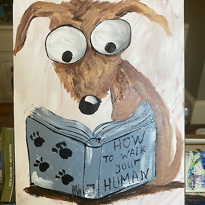 #ad Funny Dog Painting On Canvas Board 8 10 animalsartworkcutefunny $25.00