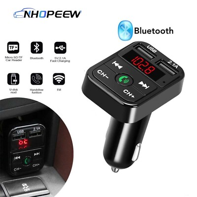 #ad Wireless Bluetooth FM Transmitter Adapter MP3 Player Kit 2 USB Car Fast Charger $7.89