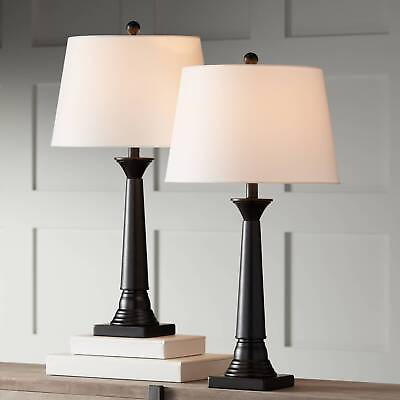 #ad Dolbey Modern Table Lamps 28quot; Tall Set of 2 Deep Bronze for Bedroom Living Room $89.95