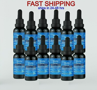 #ad 12 Extra Strength Liquified Zeolite Glass Bottles Natural Authentic Detox $128.00