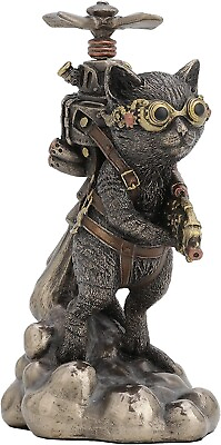 #ad Cold Cast Bronze Steampunk Cat Propeller Animal Collecitble Figurine $32.92
