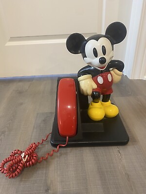 #ad Vintage 90s Mickey Mouse Disney Phone ATamp;T Land Line Desk Push Button Telephone $35.00