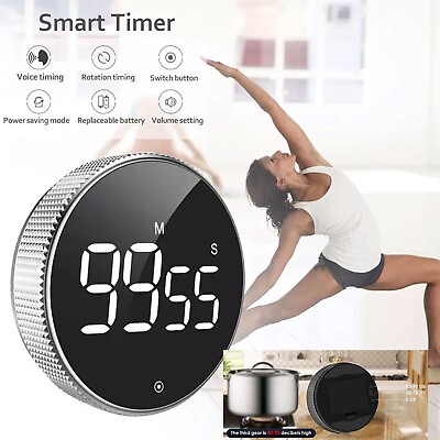 #ad LED Digital Timer Magnetic Yoga Countdown Stopwatch Kitchen Cooking Alarms Timer $11.71