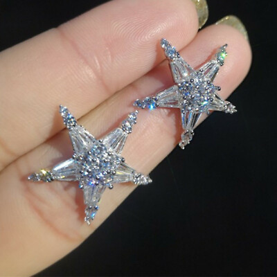 #ad Romantic Star Women Gift Cubic Zircon Silver Plated Stud Earring Jewelry A Pair C $3.69