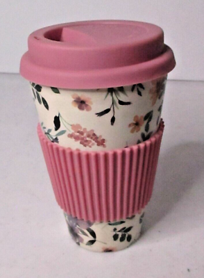 #ad NEW Eco Friendly Reusable Bamboo Travel Mug 14 oz Floral Design with Sleeve $9.99
