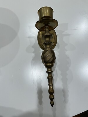 #ad Vintage BRASS Wall Sconce Candlestick Holder $19.12