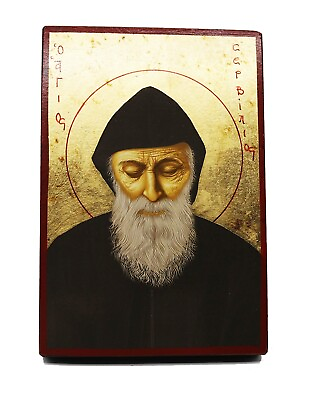 #ad Lebanese Catholic Handmade Wooden Icon Saint Charbel 19x13cm $24.99
